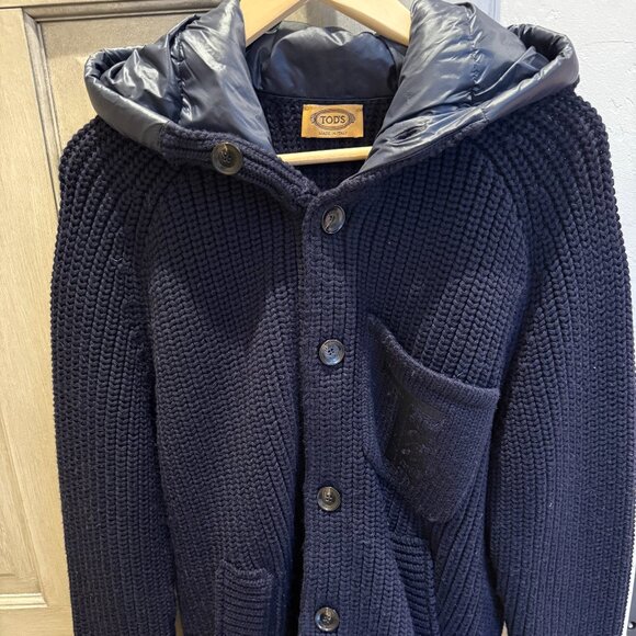 Tod's of Italy Men's Wool Hooded Button Down Cardigan Sweater, Size Small - Picture 2 of 8